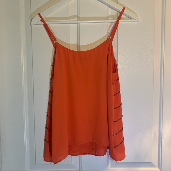 Sam Edelman Orange Tank With Rhinestone Details Women’s Size Small - Picture 2 of 10